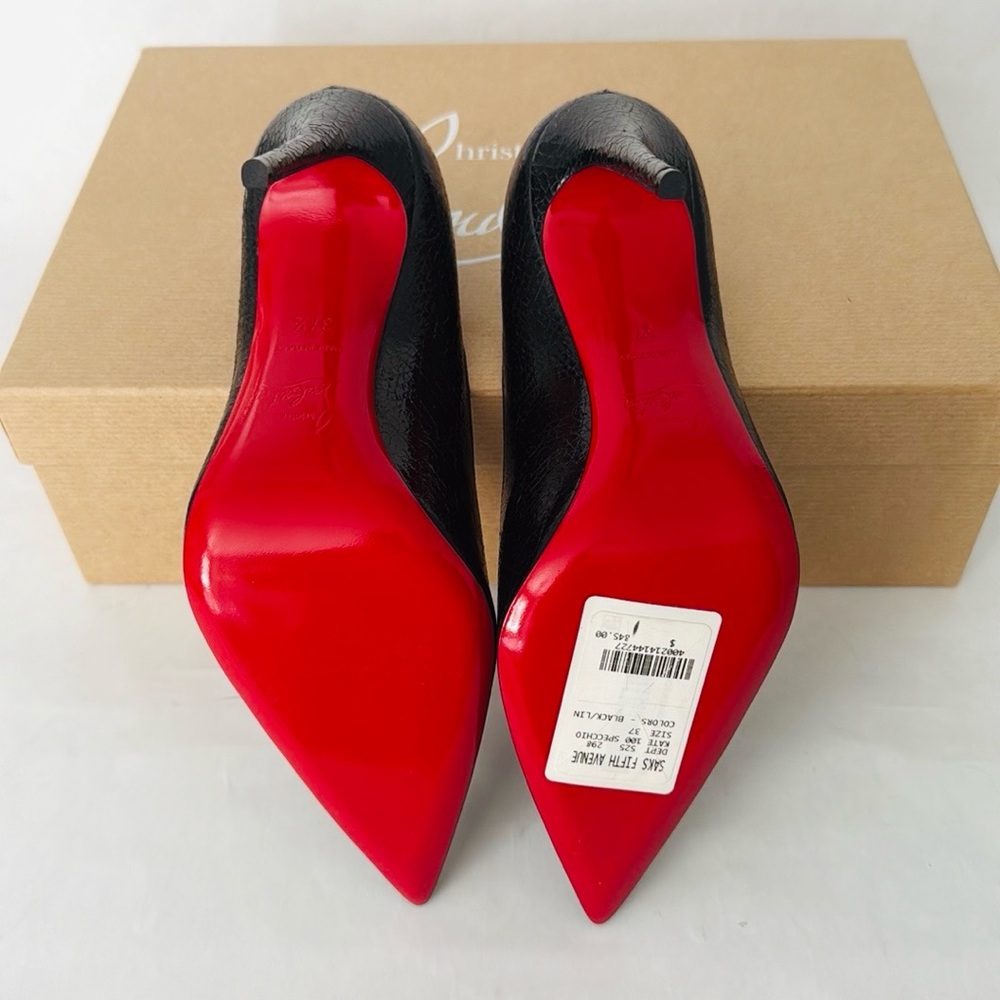 Christian Louboutin Kate 100 Specchio Star Stiletto Leather Pump Black NWT $1095 - Picture 12 of 15